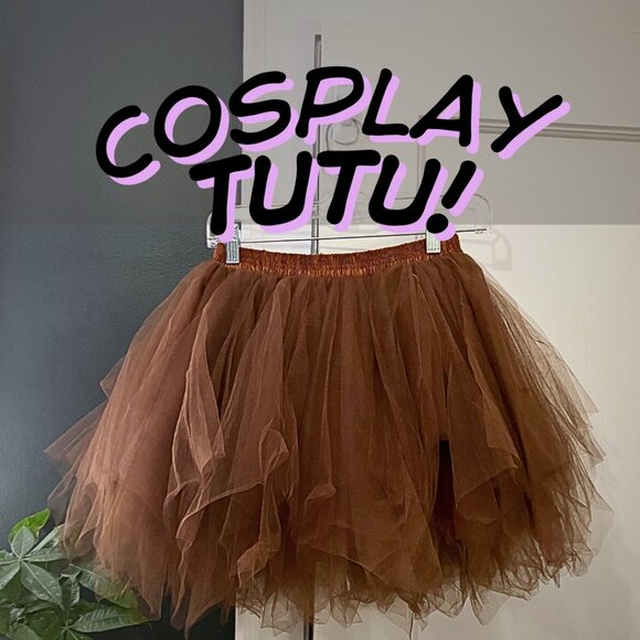 🏁 Cosplay Layered Chocolate Brown Tulle Tutu Skirt, Women's Small-Medium - Picture 1 of 10